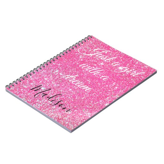 EIN MÄDCHEN MIT EINEM DREAM-SPIEL-Glitzer in heiß Notizblock (Linke Seite)