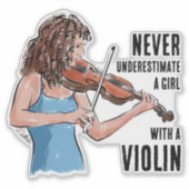 Ein Mädchen mit einem Violin-Aufkleber Aufkleber (Vorderseite)