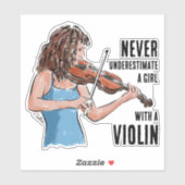 Ein Mädchen mit einem Violin-Aufkleber Aufkleber (Blatt)