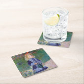 Ein Mädchen mit einer Wasserdose, Renoir Rechteckiger Pappuntersetzer (Vor Ort)
