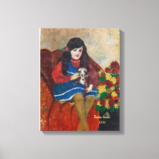 ein Mädchen mit ihrem Hund Leinwanddruck (Vorderseite)