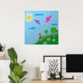 Ein Mädchen mit Kites Poster (Heimbüro)