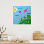Ein Mädchen mit Kites Poster (Küche)