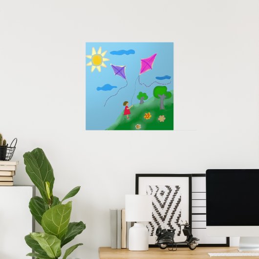 Ein Mädchen mit Kites Poster (Heimbüro)