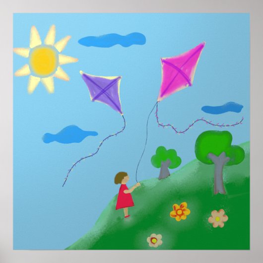Ein Mädchen mit Kites Poster (Vorne)