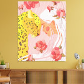 ein Mädchen mit Leopard. Leinwanddruck (Insitu (Wohnzimmer))