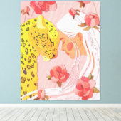 ein Mädchen mit Leopard. Leinwanddruck (Insitu (Holzboden))