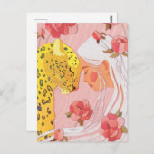 ein Mädchen mit Leoparden Postkarte (Vorne/Hinten)