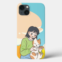 Ein Mädchen mit seiner liebenden Katze Case-Mate iPhone Hülle
