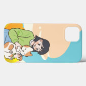 Ein Mädchen mit seiner liebenden Katze Case-Mate iPhone Hülle (Rückseite (Horizontal))