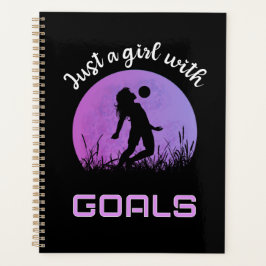 Ein Mädchen mit Toren schöner Fußball Planer