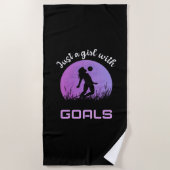 Ein Mädchen mit Toren schöner Fußball Strandtuch (Vorderseite)