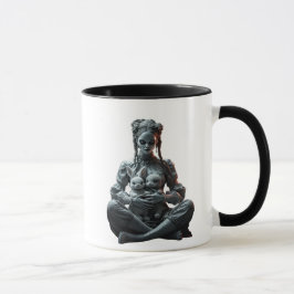 Ein Mädchen mit zwei süßen Hasen. Tasse
