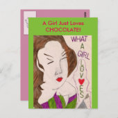 Ein Mädchen nur Lieben Schokolade! Postkarte (Vorne/Hinten)