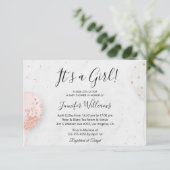 ein Mädchen, rosa Ballons minimalistische Babydusc Einladung (Stehend Vorderseite)