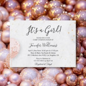 ein Mädchen, rosa Ballons minimalistische Babydusc Einladung