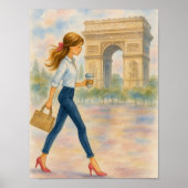Ein Mädchen und der Arc de Triomphe Szene Paris Poster (Vorne)