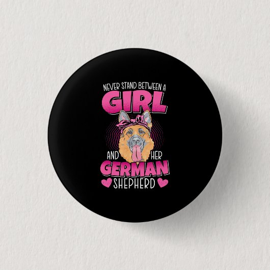 Ein Mädchen und ein deutscher Schäferhund Button (Vorderseite)