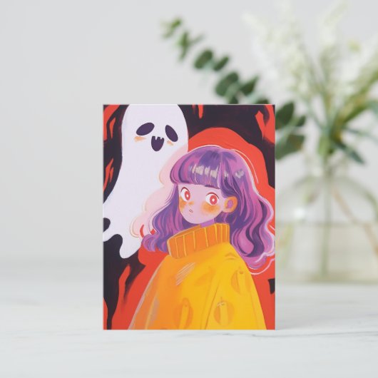 Ein Mädchen und ein Geist Postkarte (Stehend Vorderseite)