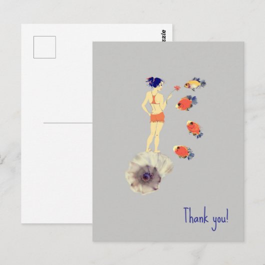 Ein Mädchen und Fische Postkarte (Vorne/Hinten)