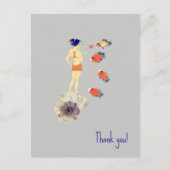 Ein Mädchen und Fische Postkarte (Vorderseite)