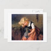 Ein Mädchen und ihr Bunny Postkarte (Vorne/Hinten)