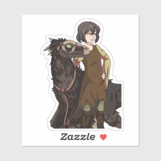 Ein Mädchen und ihr Dinosaurier Aufkleber (Blatt)