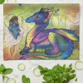 Ein Mädchen und ihr Drache Geschirrtuch (Gefaltet)