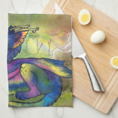 Ein Mädchen und ihr Drache Geschirrtuch (Viertel Falte)