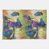 Ein Mädchen und ihr Drache Geschirrtuch (Horizontal)