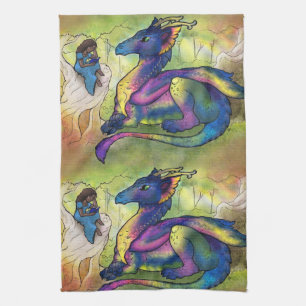 Ein Mädchen und ihr Drache Geschirrtuch