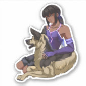 Ein Mädchen und ihr Hund im Weltraum Aufkleber (Vorderseite)