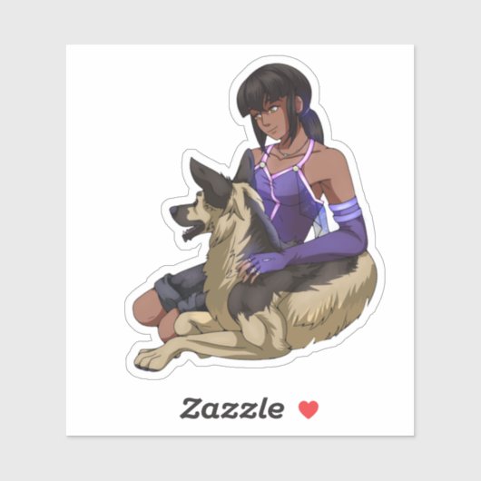 Ein Mädchen und ihr Hund im Weltraum Aufkleber (Blatt)