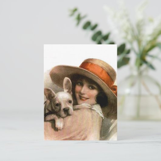 Ein Mädchen und ihr Hund Postkarte (Stehend Vorderseite)