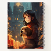 Ein Mädchen und ihr Hund zu Weihnachten Notizblock (Rückseite)