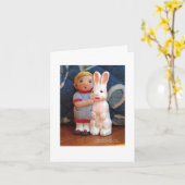 Ein Mädchen und ihr Kaninchen Karte (Gelbe Blume)