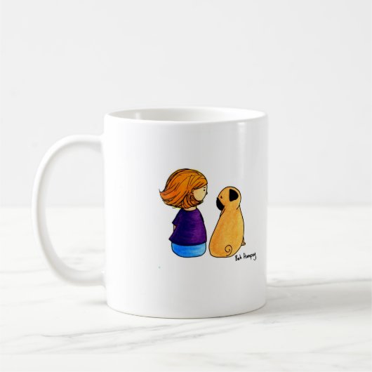 Ein Mädchen und ihr Mops (blond) Kaffeetasse (Links)