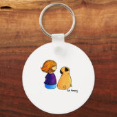 Ein Mädchen und ihr Mops (blonde) Schlüsselanhänger (Vorderseite)