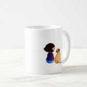 Ein Mädchen und ihr Mops (brünett) Kaffeetasse (VorderseiteRechts)
