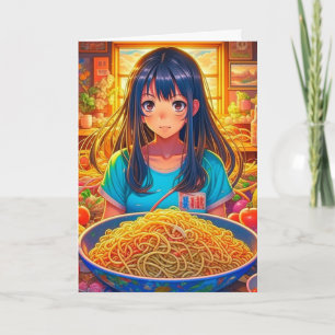 Ein Mädchen und ihr Ramen Anime Funny Geburtstag Karte
