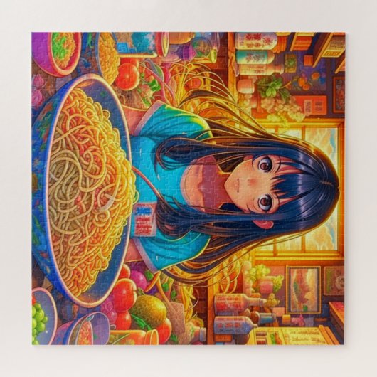 Ein Mädchen und ihr Ramen Anime Puzzle (Horizontal)