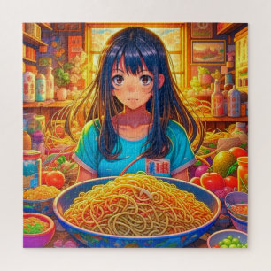 Ein Mädchen und ihr Ramen Anime Puzzle