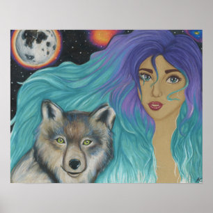 Ein Mädchen und ihr Wolfplakat Poster