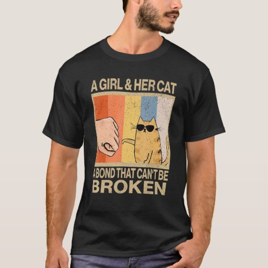 Ein Mädchen und ihre Katze eine Anleihe, die nicht T-Shirt (Vorderseite)