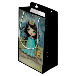 Ein Mädchen und ihre Katze Fantasie Art Kleine Geschenktüte