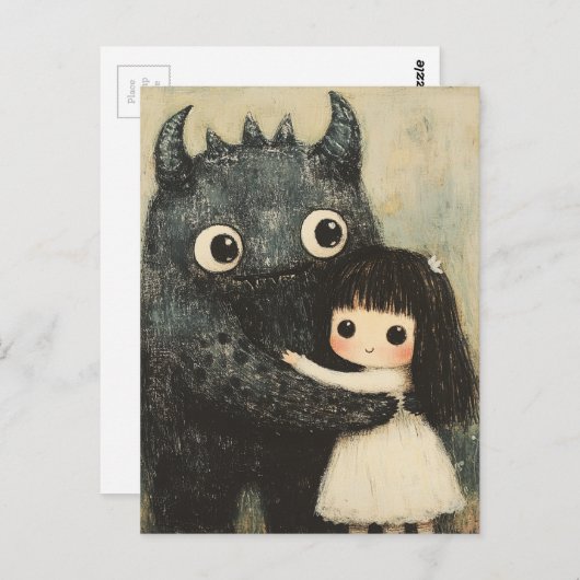 Ein Mädchen und ihre Monsterfreundin Postkarte (Vorne/Hinten)