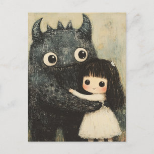 Ein Mädchen und ihre Monsterfreundin Postkarte