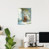 Ein Mädchen und seine Vogelhäuschen | Surrealistis Poster (Heimbüro)