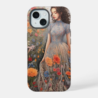 Ein Mädchen und voll von Blume iPhone 15 Fall Hülle
