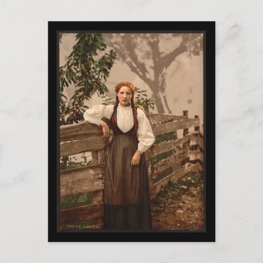 Ein Mädchen von Voss, Hardanger Fjord, Norwegen Postkarte (Vorderseite)